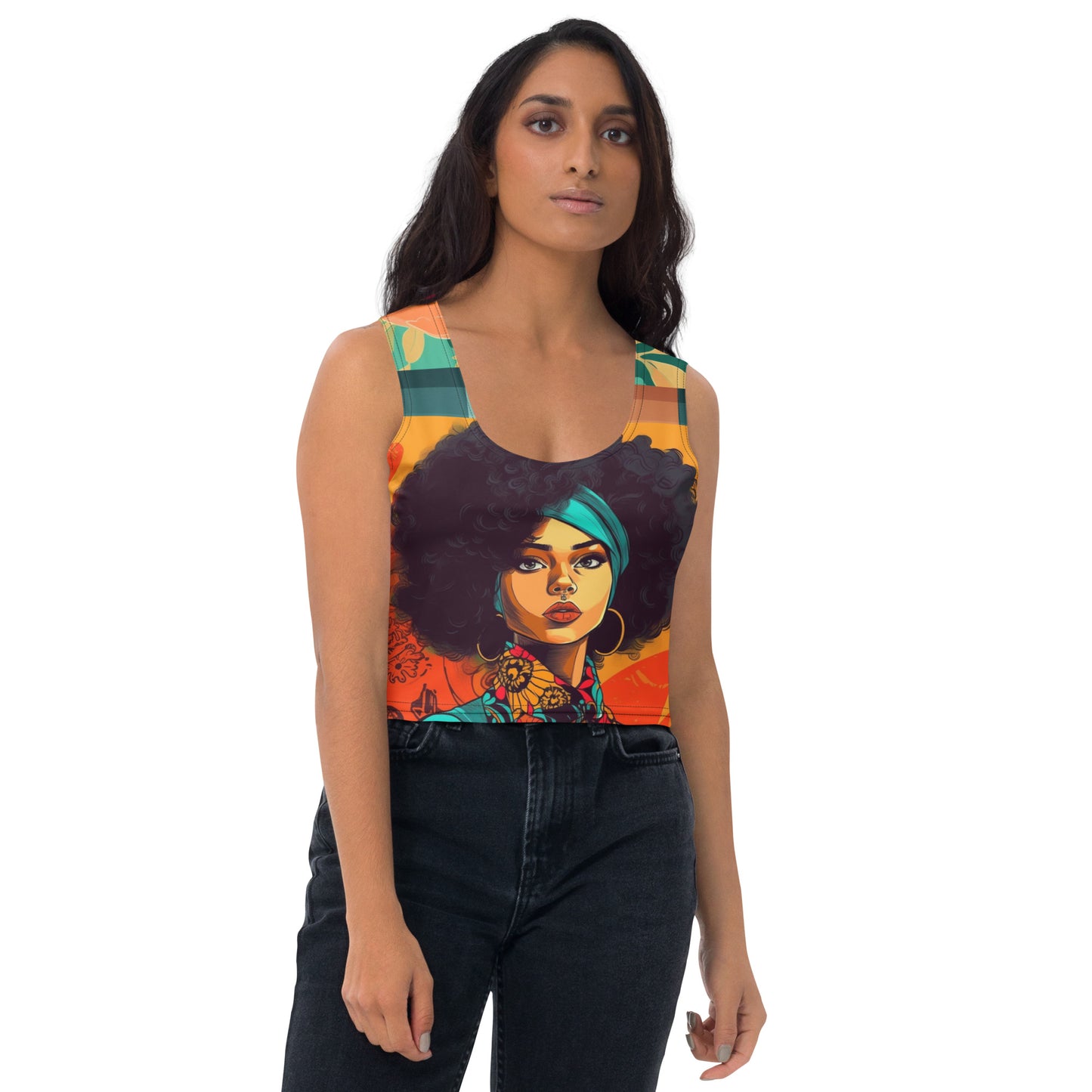 Afro Queen Solace Plaid Paisley Crop Tank Top