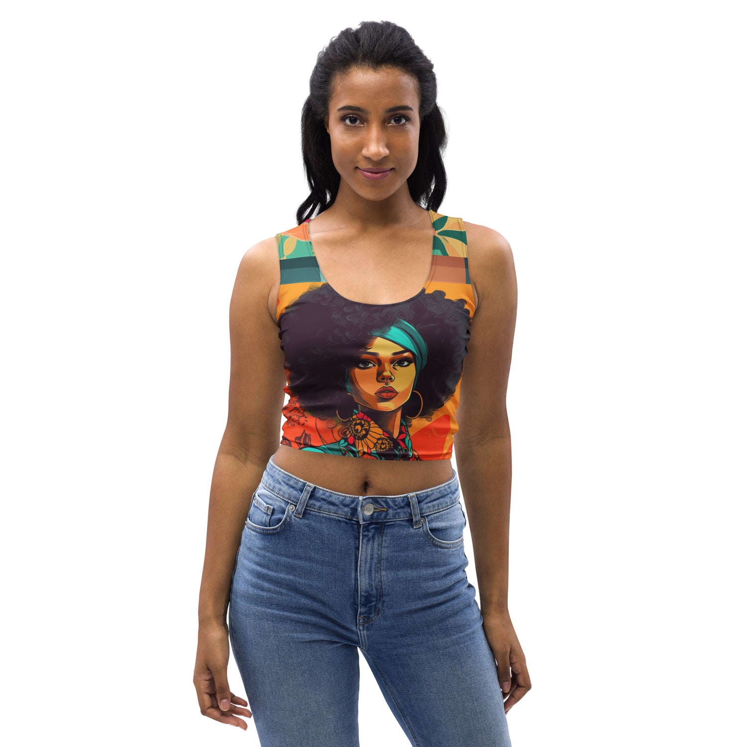 Afro Queen Solace Plaid Paisley Crop Tank Top