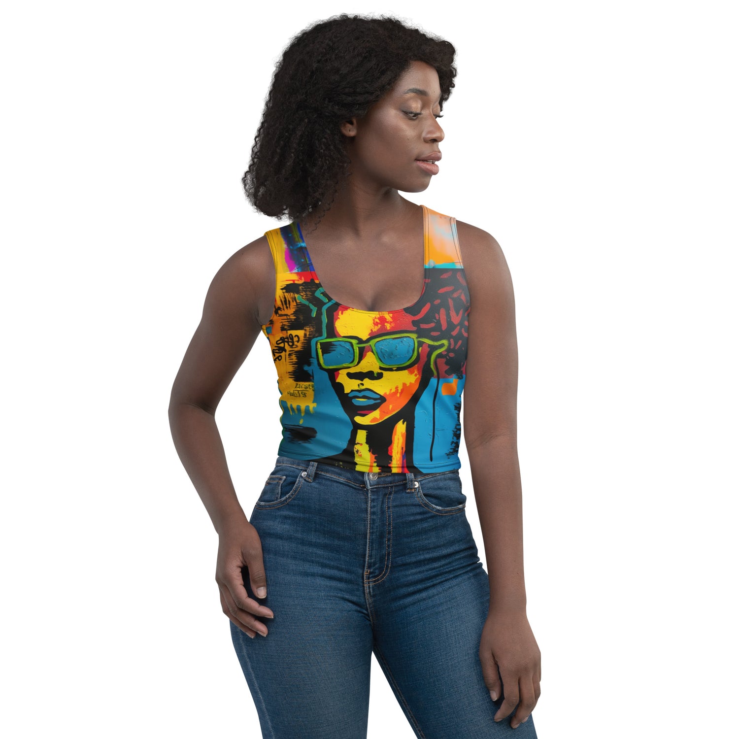 Girl with Attitude Graffiti Print Crop Tank Top