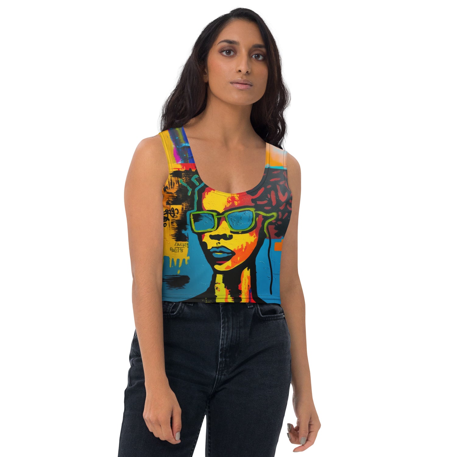 Girl with Attitude Graffiti Print Crop Tank Top