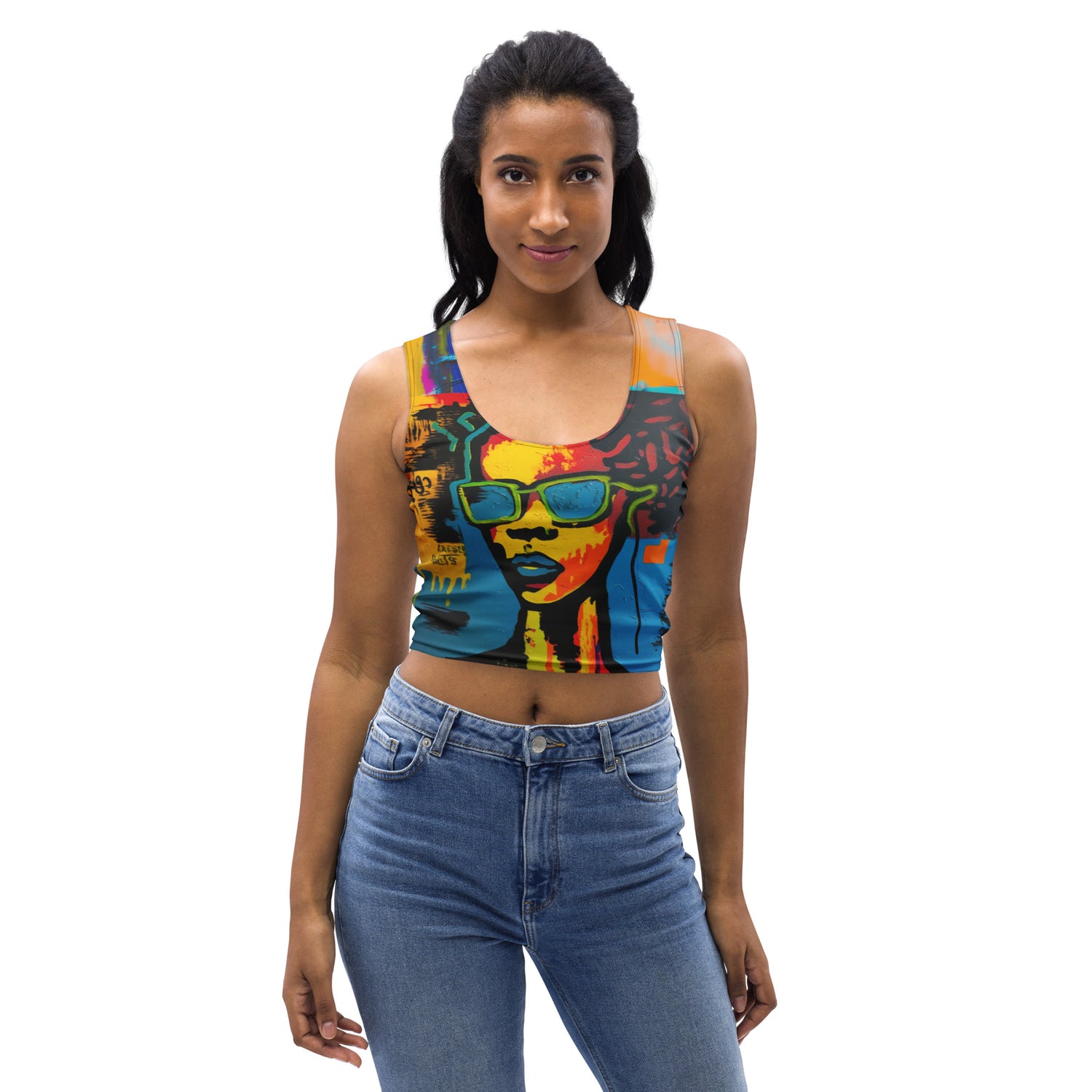 Girl with Attitude Graffiti Print Crop Tank Top