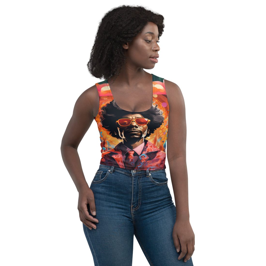 Supernatural Brother Man Mosaic Tile Print Crop Tank Top