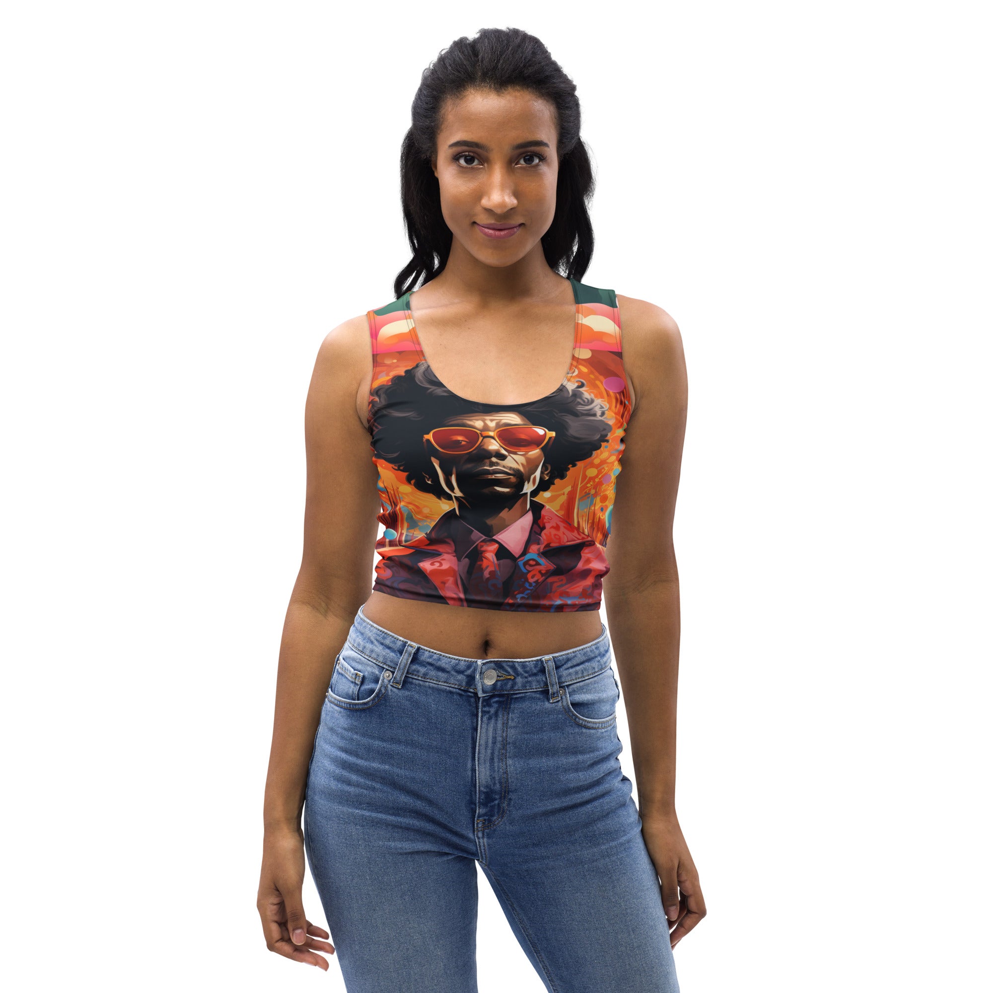 Supernatural Brother Man Mosaic Tile Print Crop Tank Top