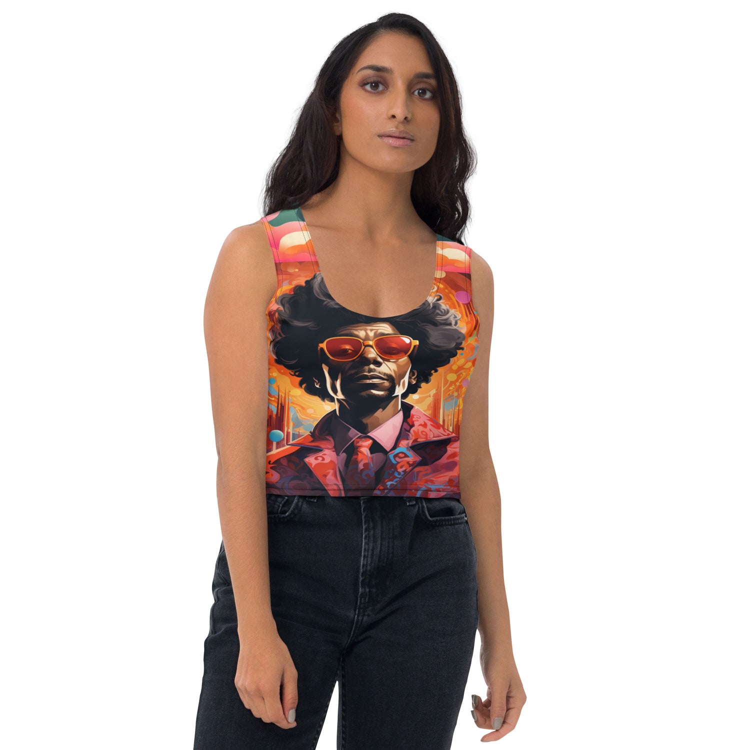 Supernatural Brother Man Mosaic Tile Print Crop Tank Top