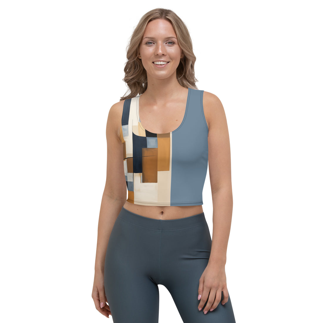 Desert Dune in Blue Abstract Colorblock Crop Tank Top