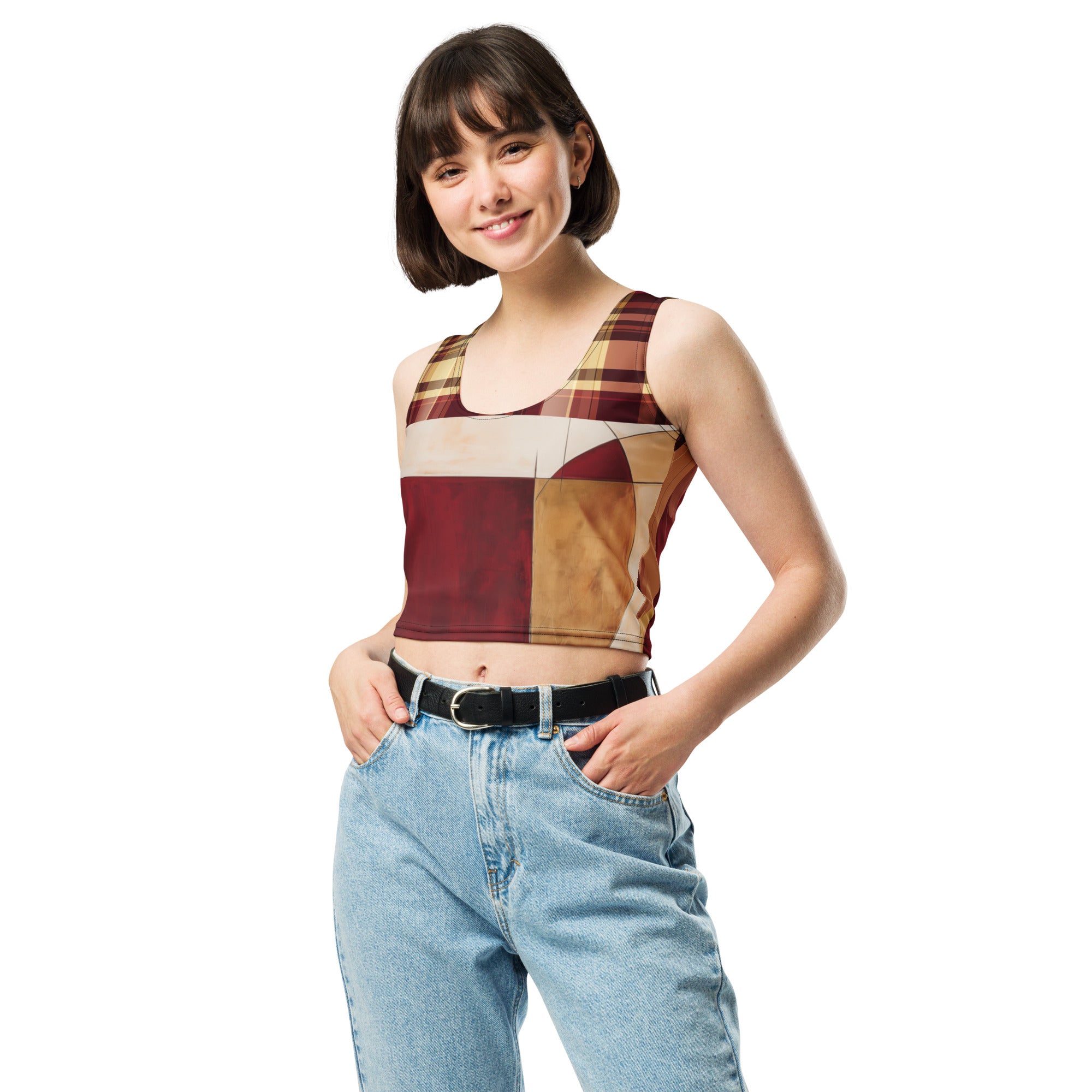 Ruby Slippers Abstract Colorblock Crop Tank Top