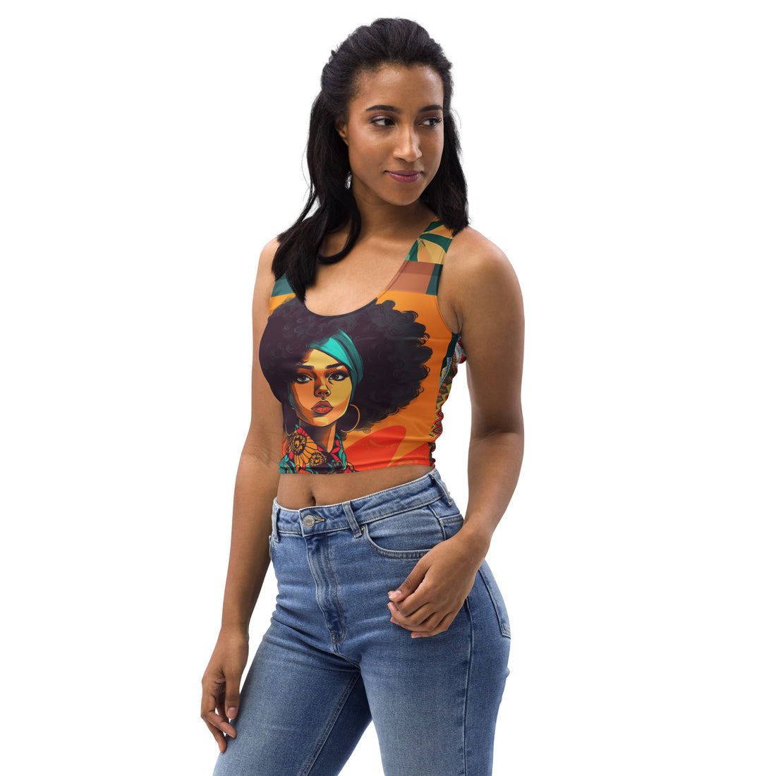 Afro Queen Solace Plaid Paisley Crop Tank Top