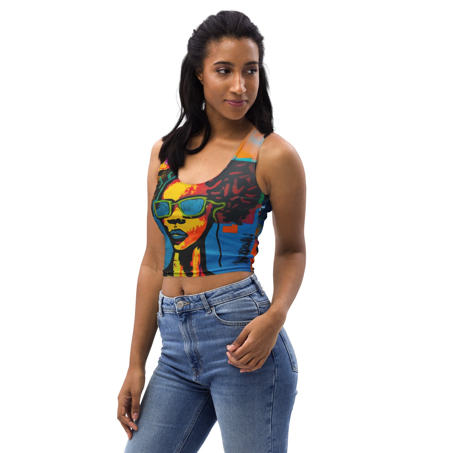 Girl with Attitude Graffiti Print Crop Tank Top