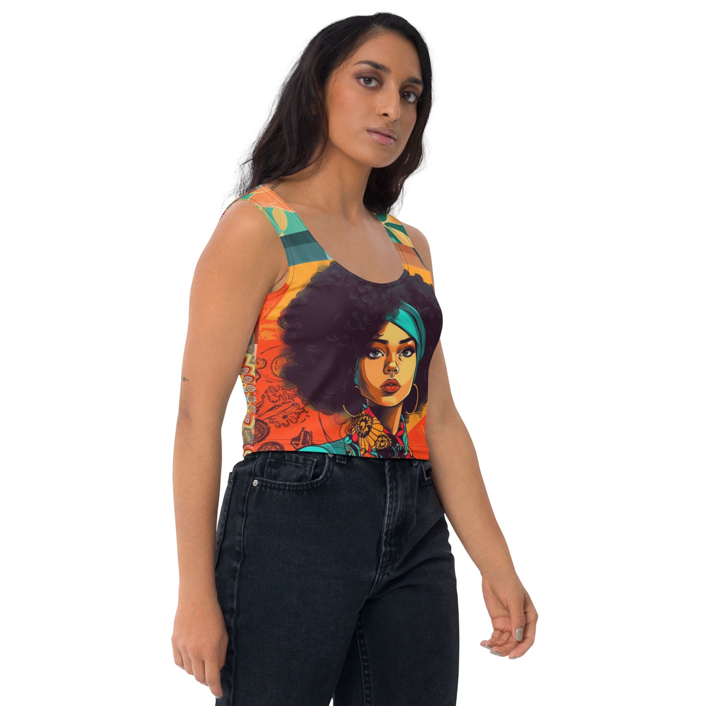 Afro Queen Solace Plaid Paisley Crop Tank Top