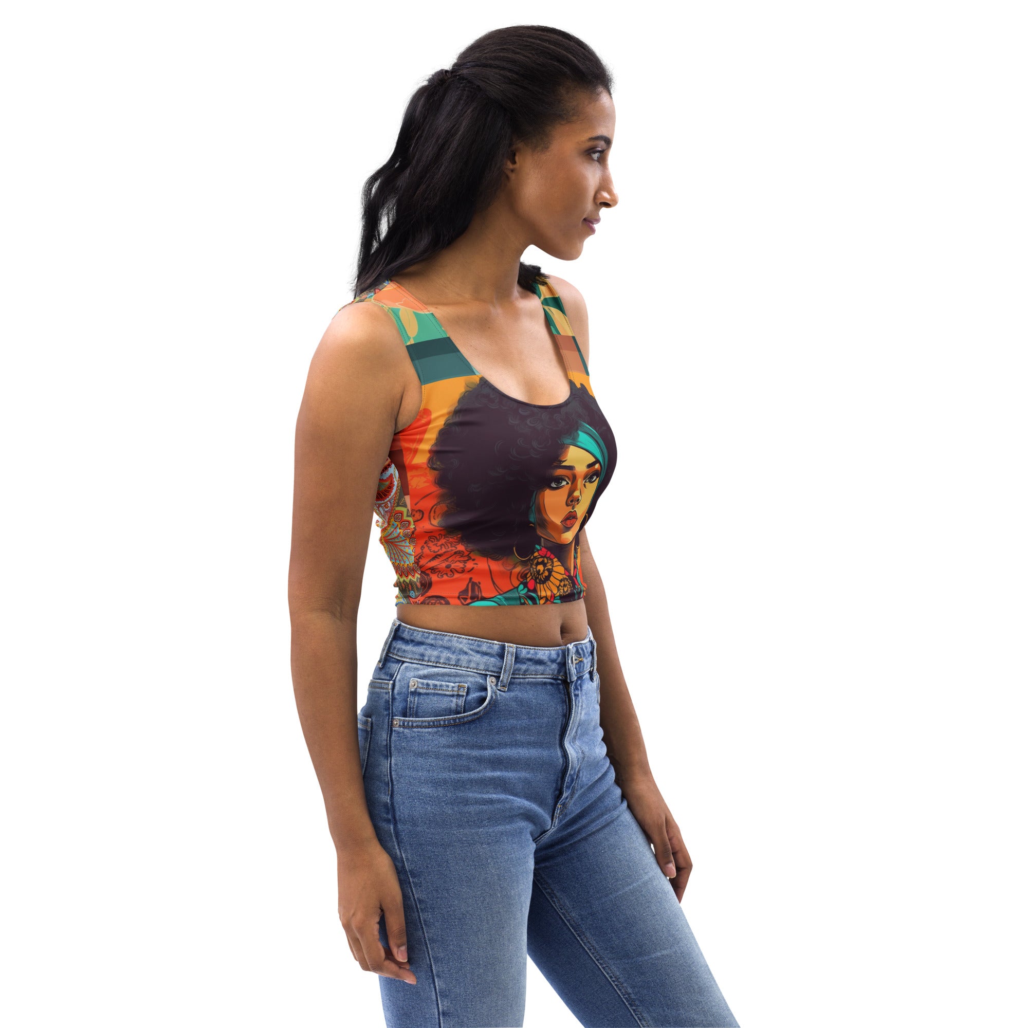 Afro Queen Solace Plaid Paisley Crop Tank Top