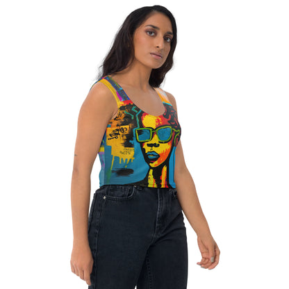 Girl with Attitude Graffiti Print Crop Tank Top