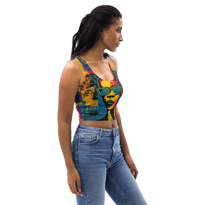 Girl with Attitude Graffiti Print Crop Tank Top