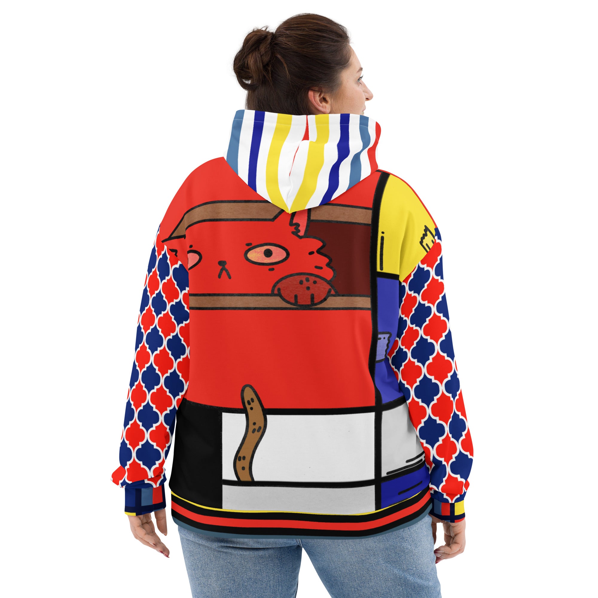 Sudadera con capucha unisex Cat in a Box Mondrian Cubism