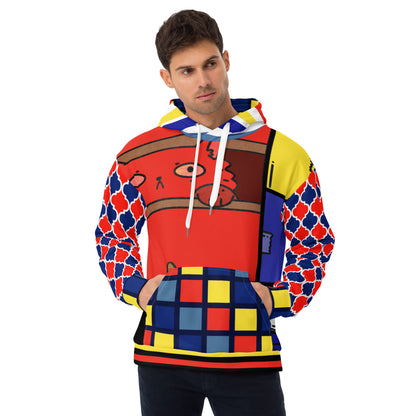 Cat in a Box Mondrian Cubism Unisex Hoodie