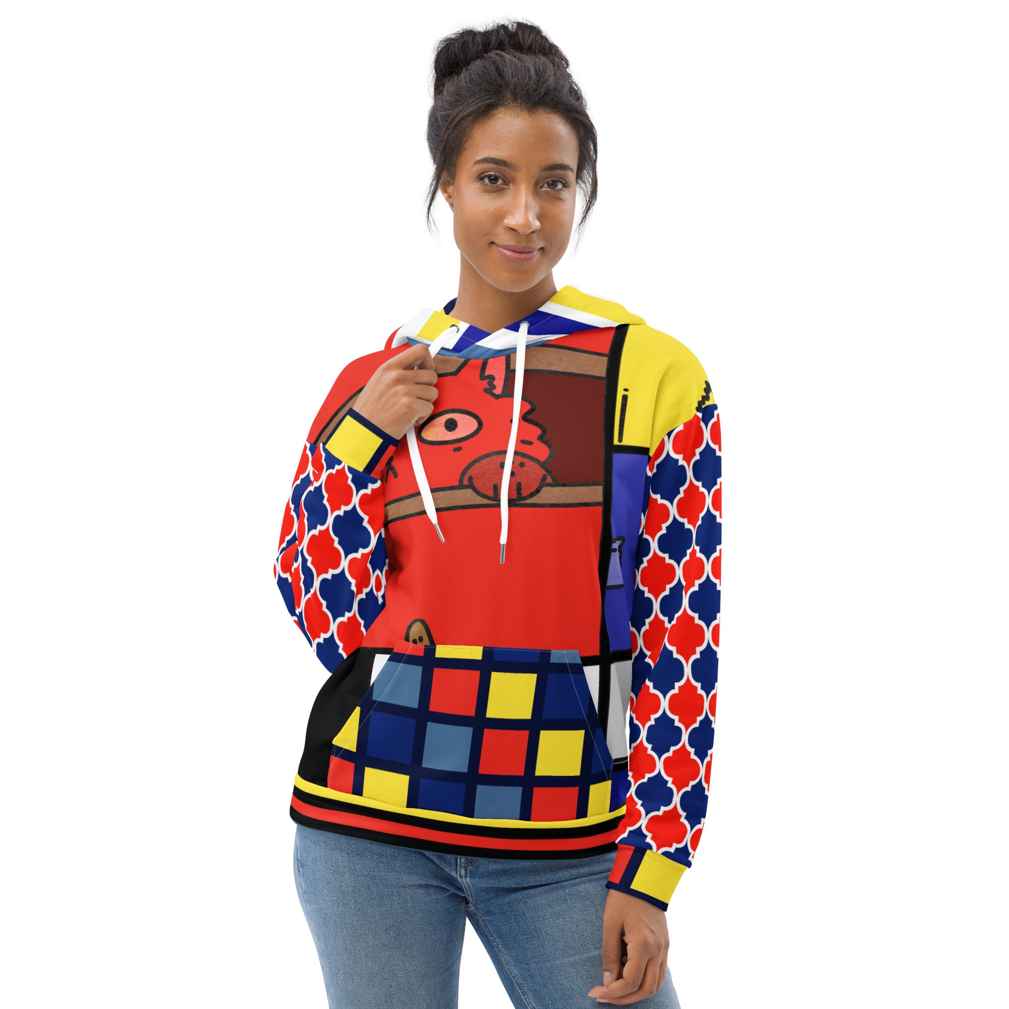 Sudadera con capucha unisex Cat in a Box Mondrian Cubism