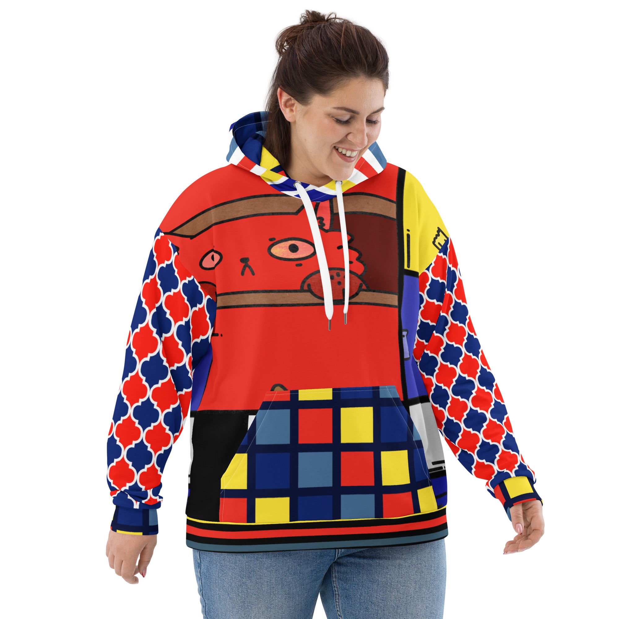 Sudadera con capucha unisex Cat in a Box Mondrian Cubism