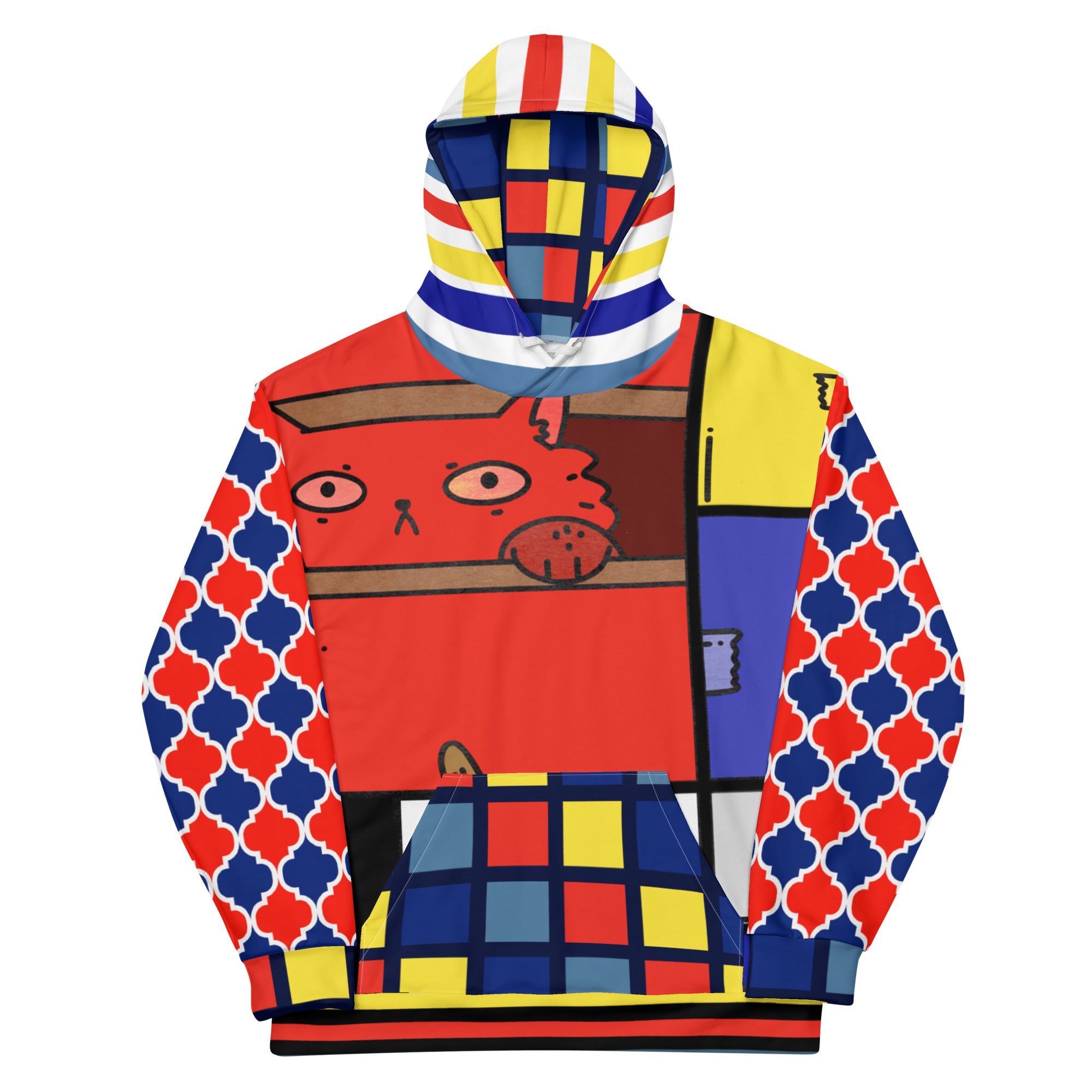 Cat in a Box Mondrian Cubism Unisex Hoodie