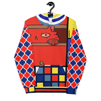 Cat in a Box Mondrian Cubism Unisex Hoodie