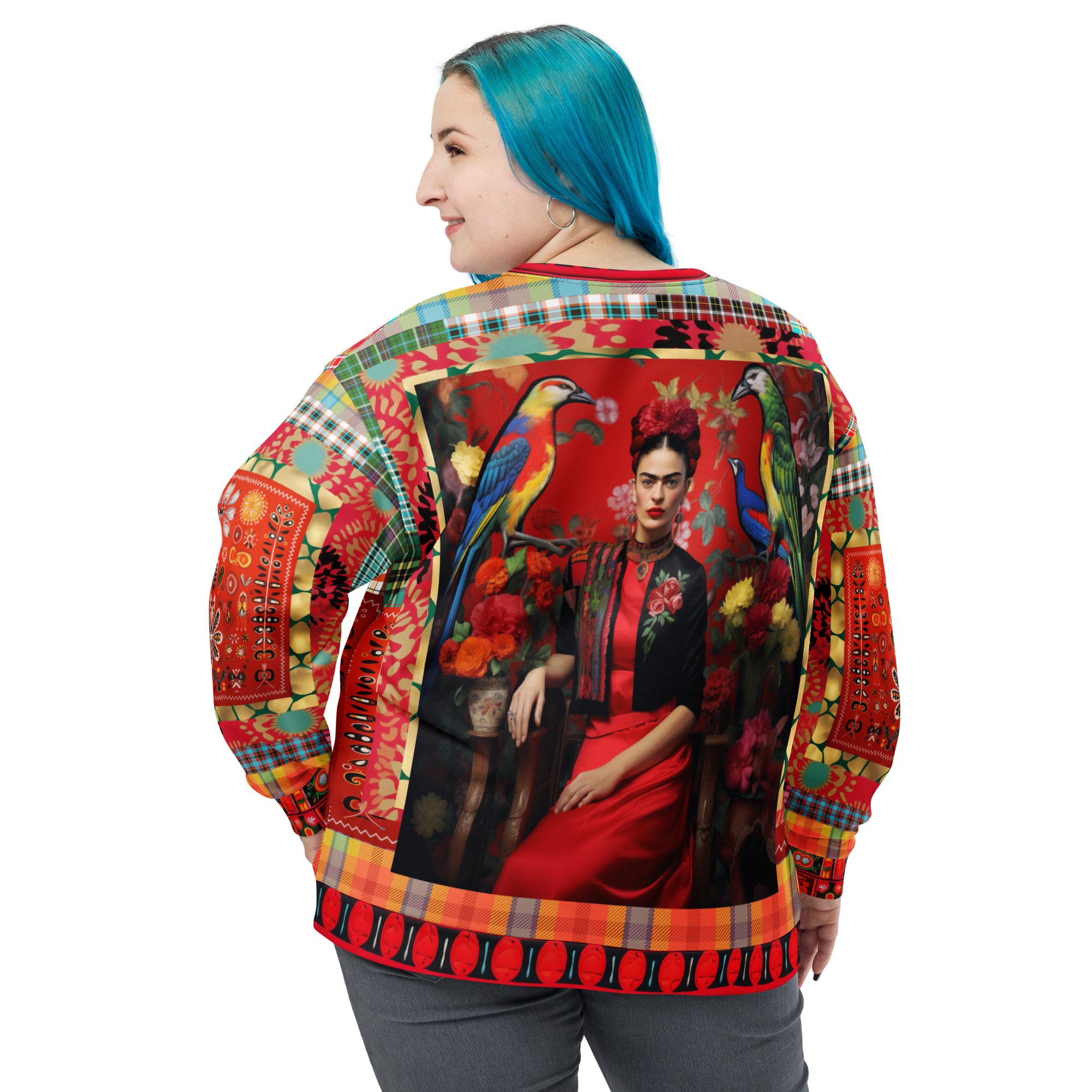 [Frida Kahlo Inspired] Woman in Exotic Bird Floral Eco-Poly Unisex Sweatshirt