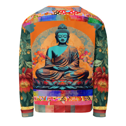 Buddha in Nested Flowers Eco-Poly Summer Weight Unisex Sweatshirt