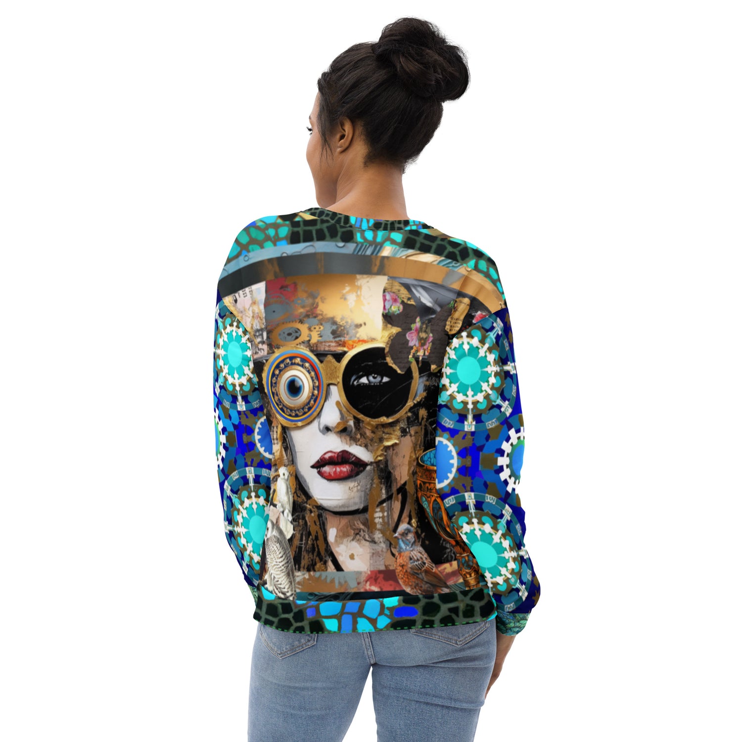 Steampunk Girl in Abstract Summer Weight Eco-Poly Unisex Sweatshirt