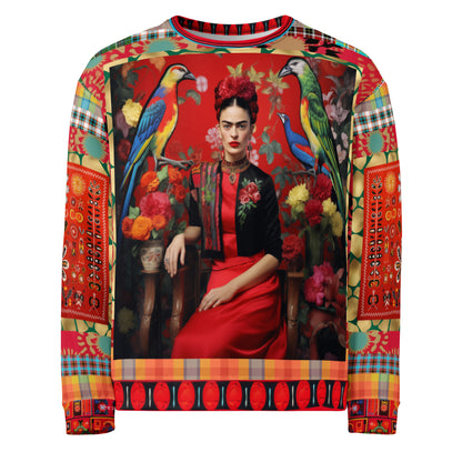 [Frida Kahlo Inspired] Woman in Exotic Bird Floral Eco-Poly Unisex Sweatshirt