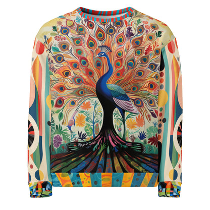 Rainbow Peacock in Jubilee Eco-Poly Summer Weight Unisex Sweatshirt