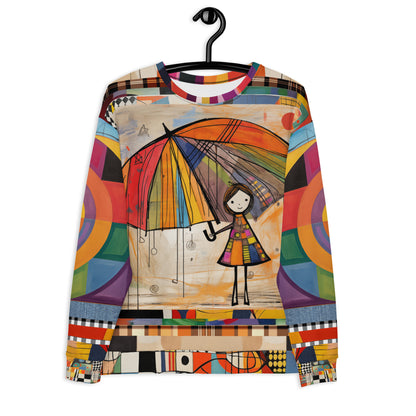 Girl with Umbrella in Harvest Eco-Poly Summer Weight Unisex Sweatshirt