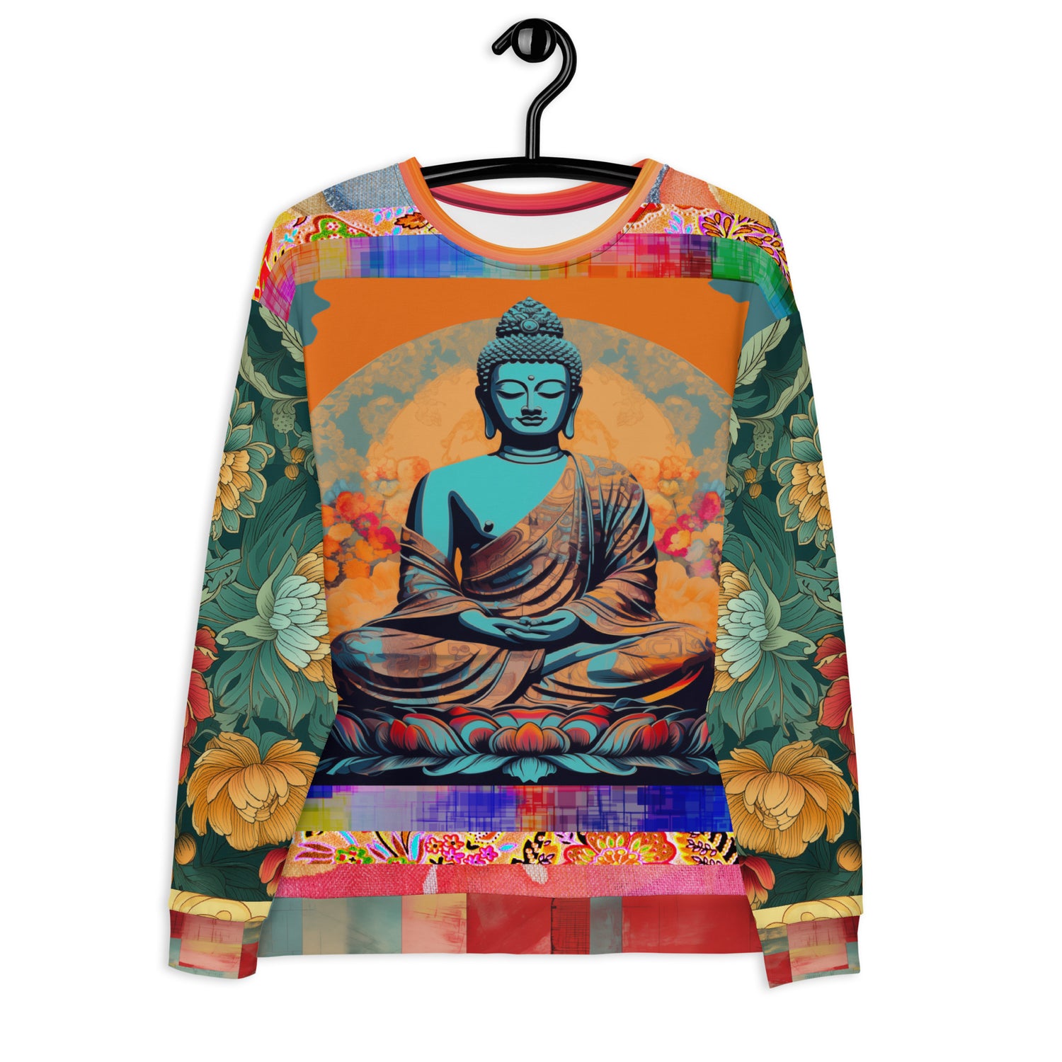 Buddha in Nested Flowers Eco-Poly Summer Weight Unisex Sweatshirt