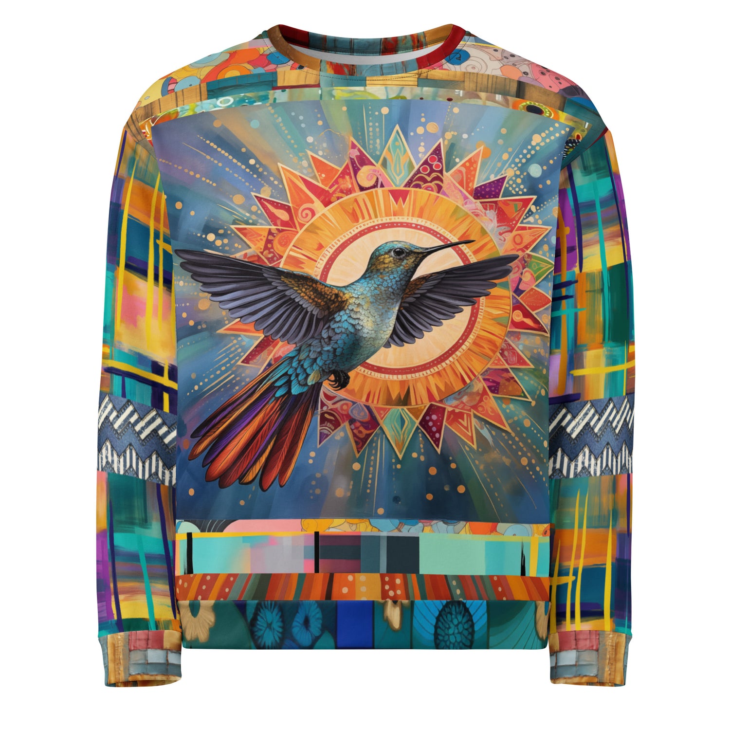 Hummingbird in Sunburst Skies Summer Weight Eco-Poly Unisex Sweatshirt