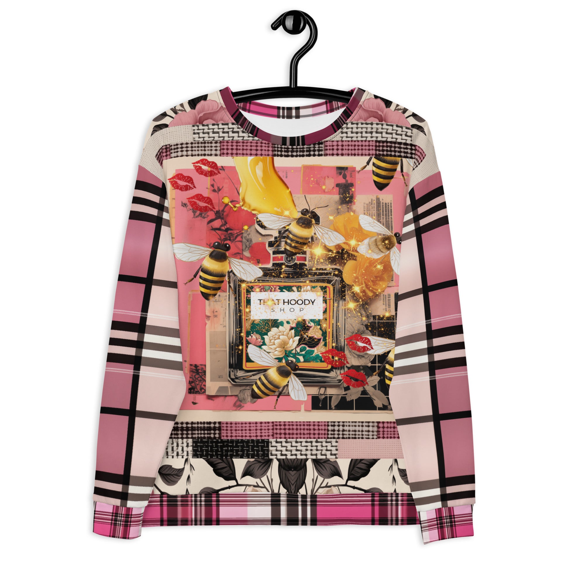 Poison Bee Juice Plaid Floral Tweed Eco-Poly Summer Weight Unisex Sweatshirt