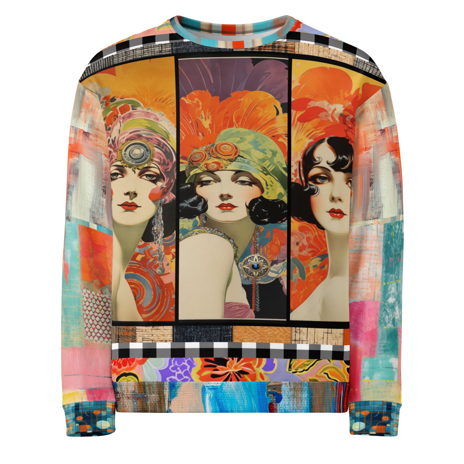 Flapper Girl in Triplicate Eco-Poly Summer Weight Unisex Sweatshirt