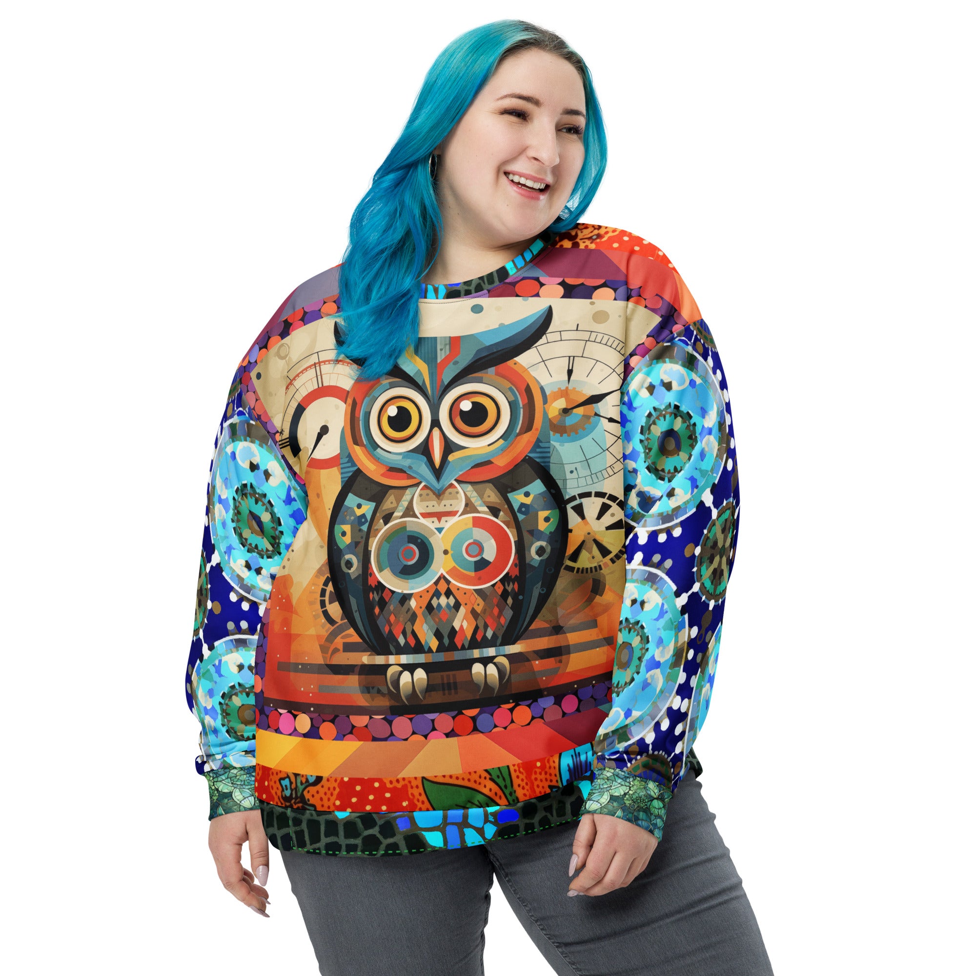 The Owls Have IT Steampunk Design Eco-Poly Summer Weight Unisex Sweatshirt
