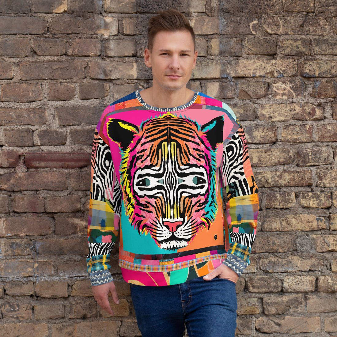 Tiger in Colorful Carnivale Eco-Poly Summer Weight Unisex Sweatshirt