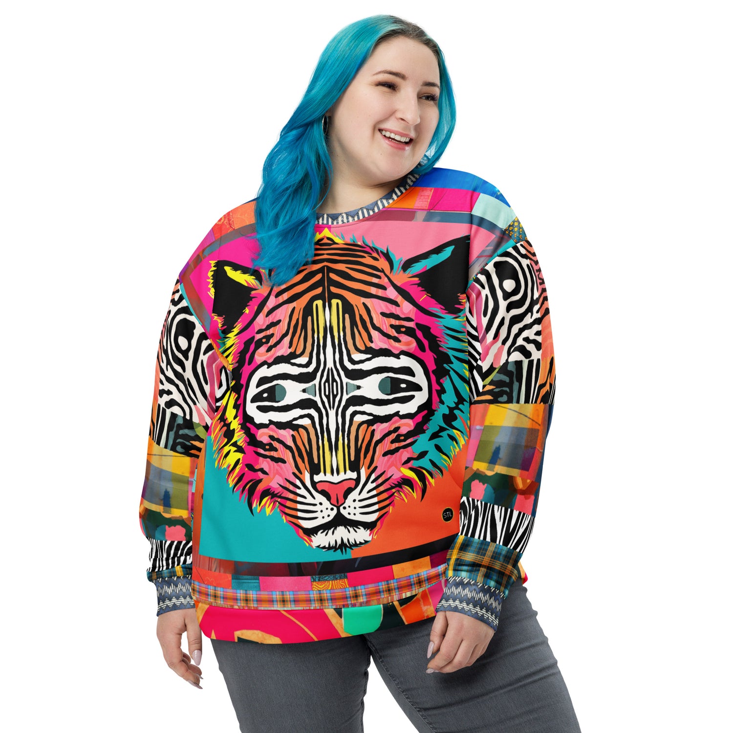 Tiger in Colorful Carnivale Eco-Poly Unisex Sweatshirt