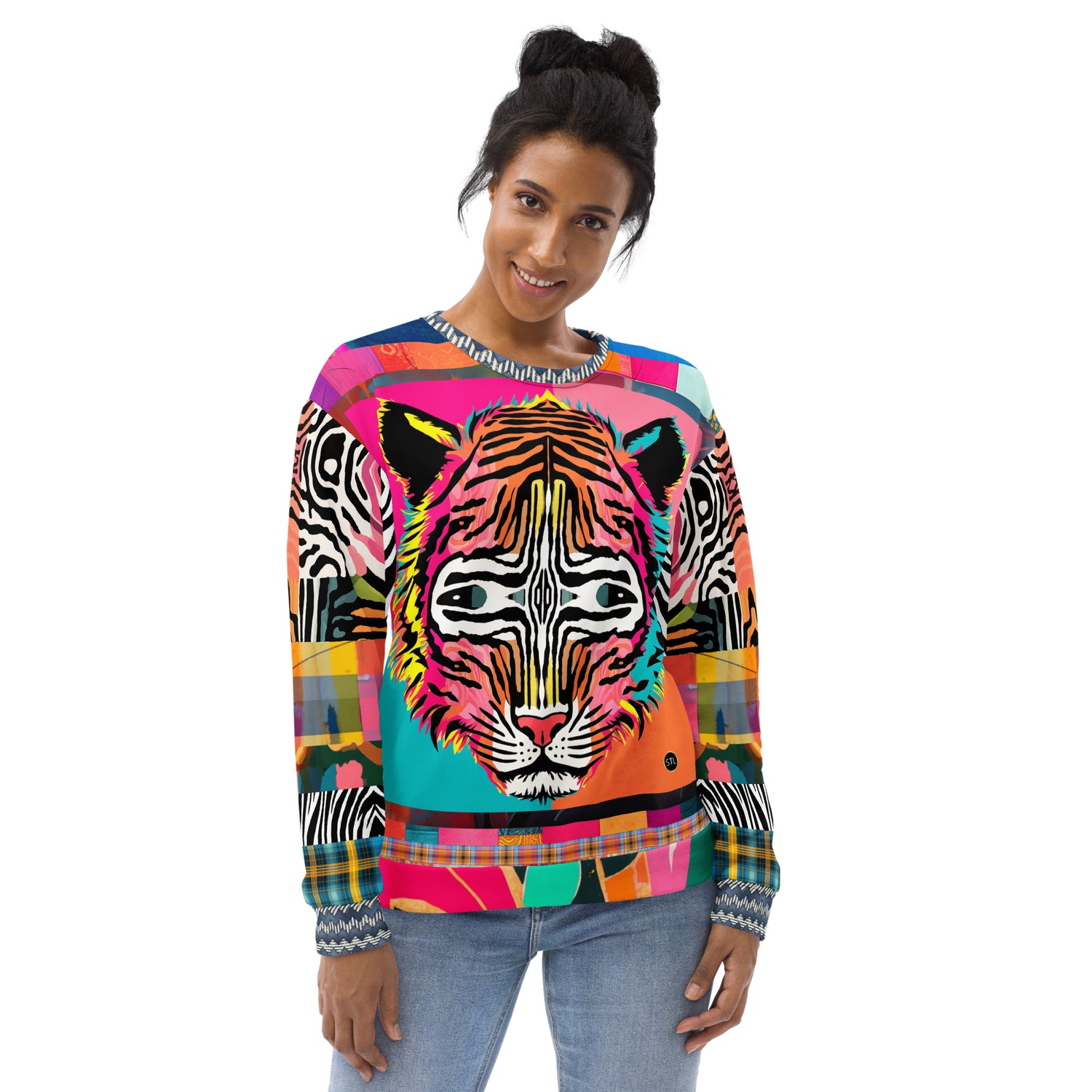 Tiger in Colorful Carnivale Eco-Poly Summer Weight Unisex Sweatshirt