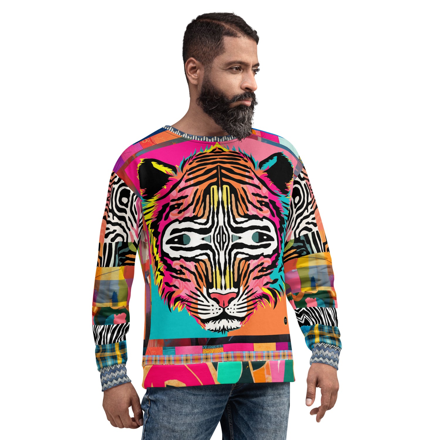 Tiger in Colorful Carnivale Eco-Poly Summer Weight Unisex Sweatshirt