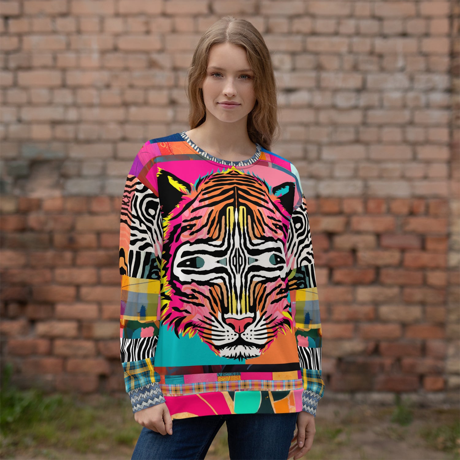 Tiger in Colorful Carnivale Eco-Poly Summer Weight Unisex Sweatshirt