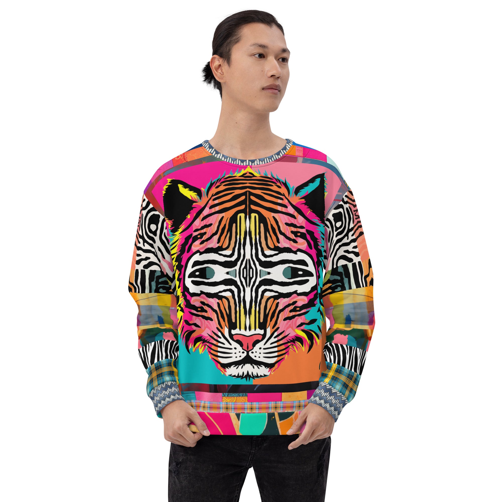 Tiger in Colorful Carnivale Eco-Poly Unisex Sweatshirt