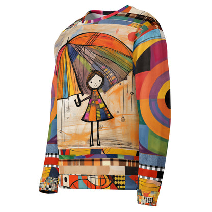 Girl with Umbrella in Harvest Eco-Poly Summer Weight Unisex Sweatshirt