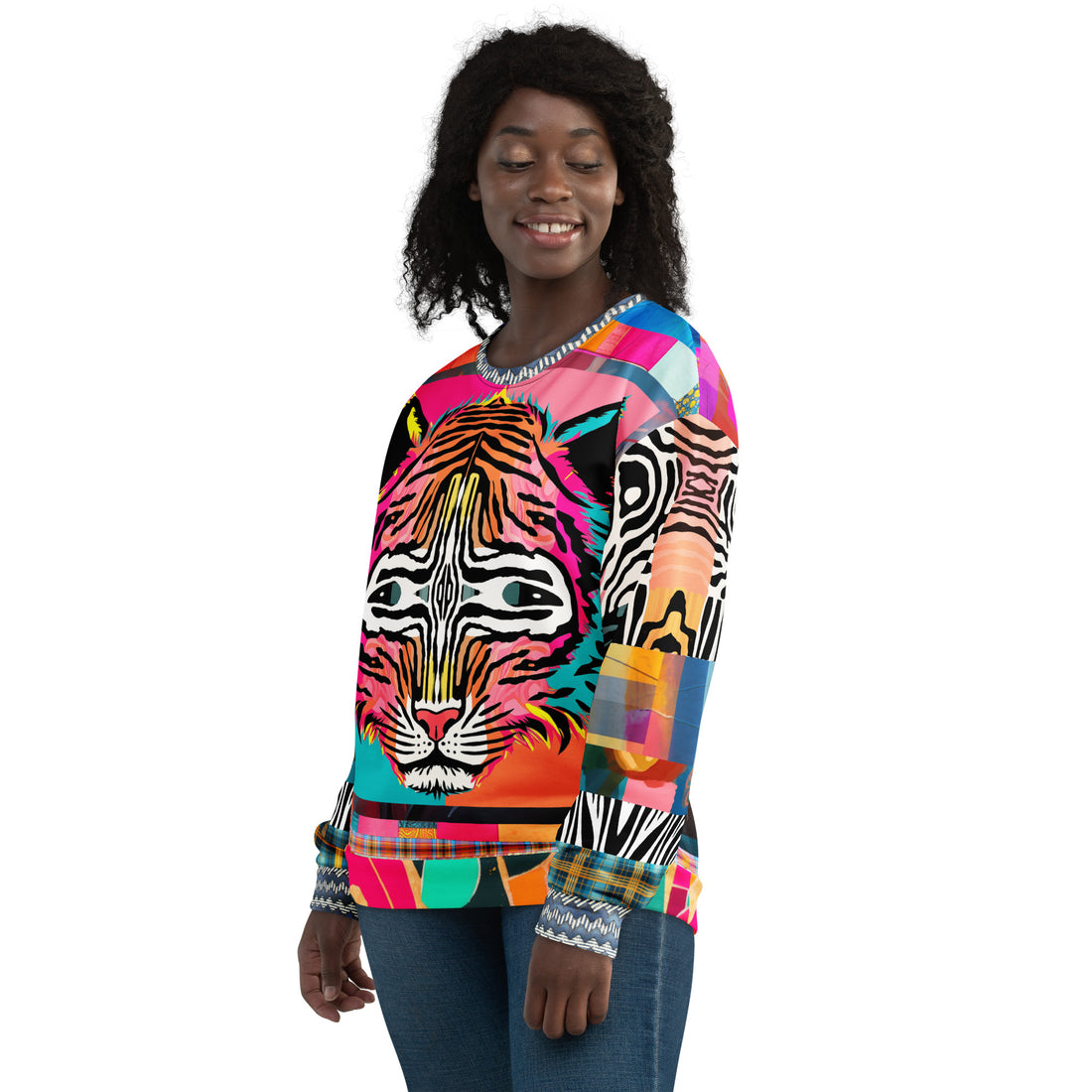 Tiger in Colorful Carnivale Eco-Poly Summer Weight Unisex Sweatshirt