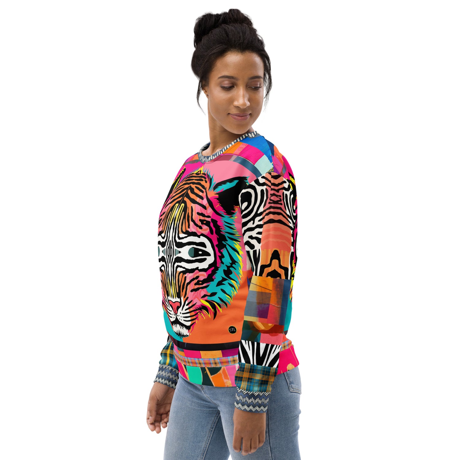 Tiger in Colorful Carnivale Eco-Poly Summer Weight Unisex Sweatshirt