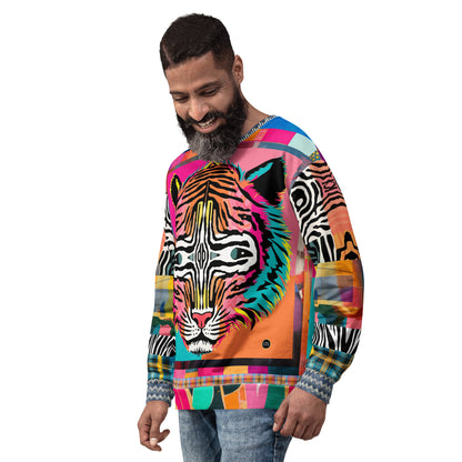 Tiger in Colorful Carnivale Eco-Poly Summer Weight Unisex Sweatshirt