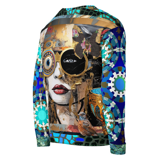 Steampunk Girl in Abstract Summer Weight Eco-Poly Unisex Sweatshirt