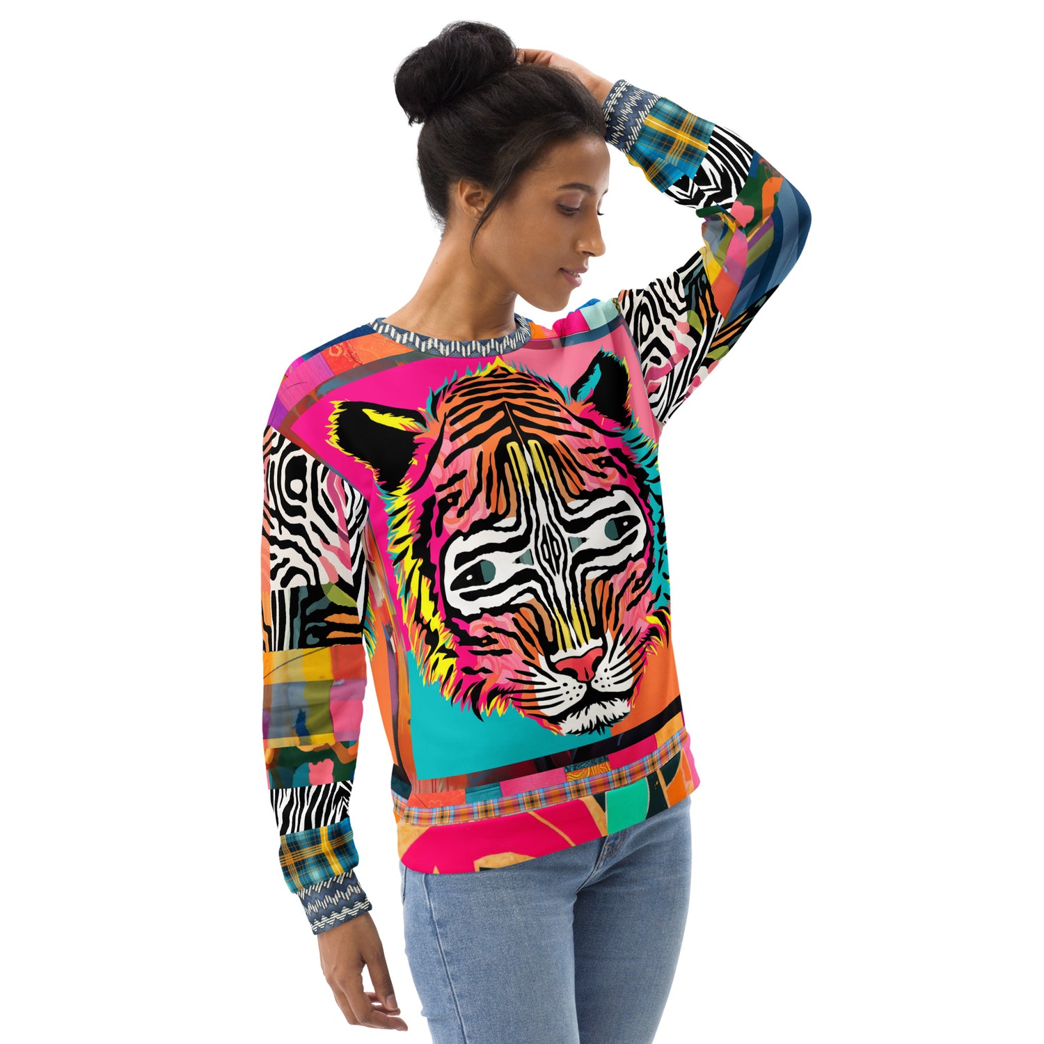 Tiger in Colorful Carnivale Eco-Poly Summer Weight Unisex Sweatshirt