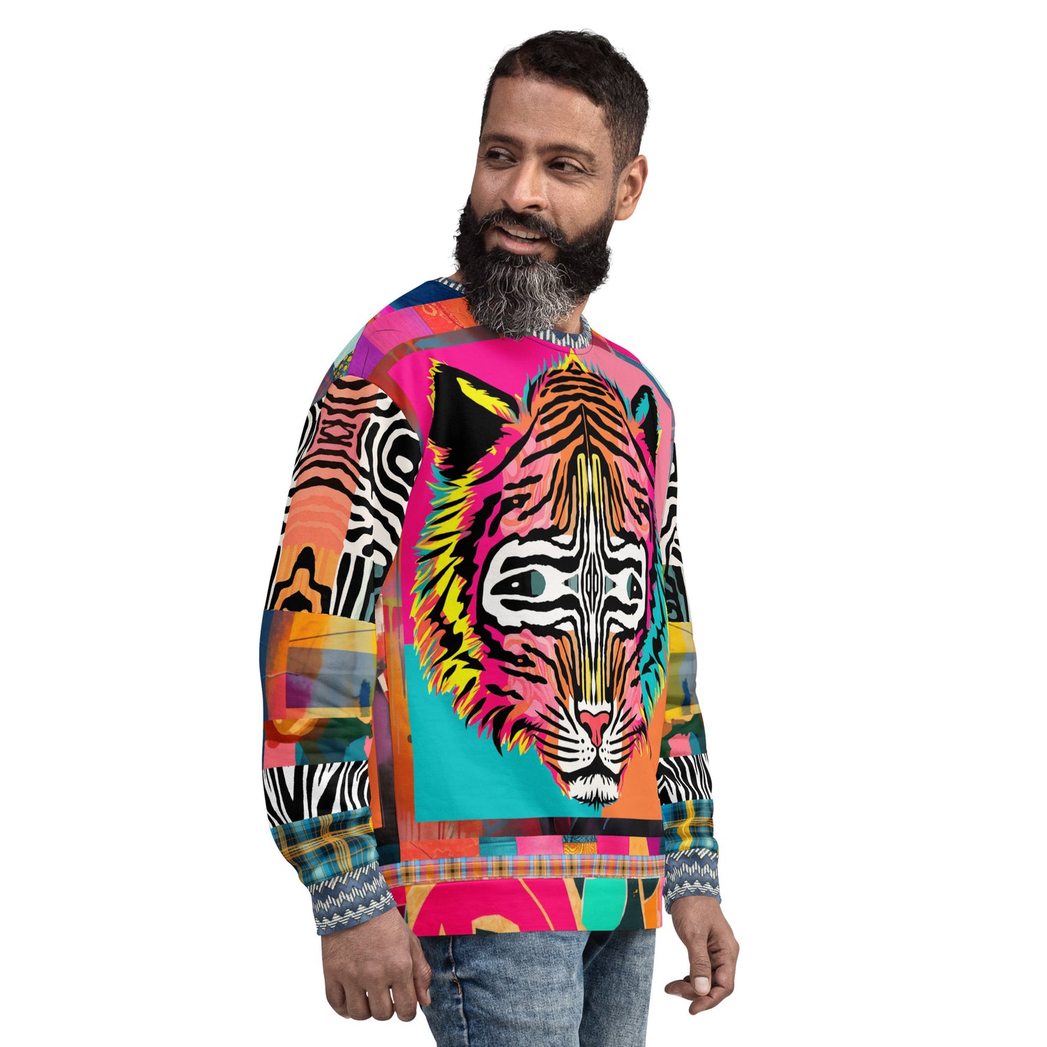 Tiger in Colorful Carnivale Eco-Poly Unisex Sweatshirt