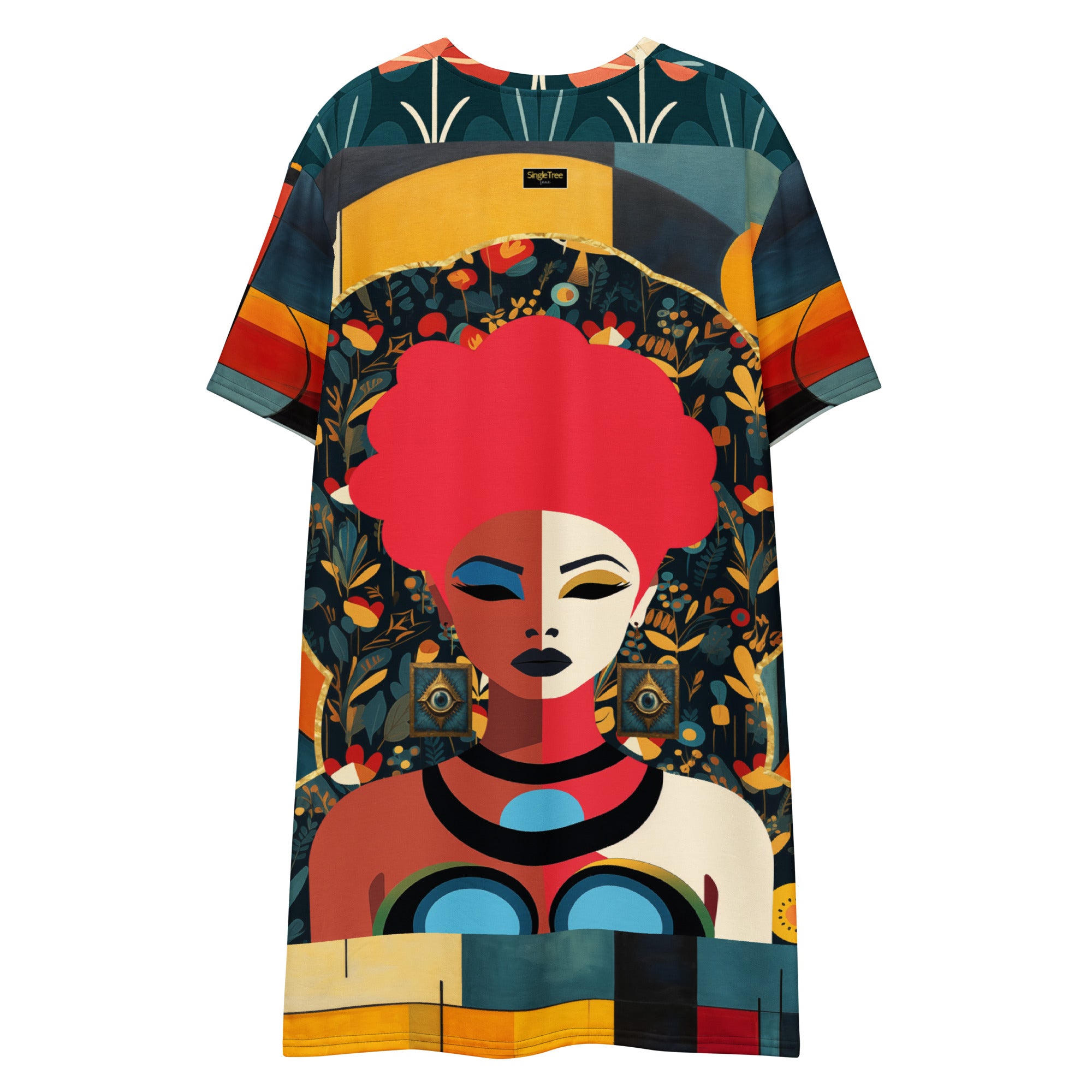 Mixed Girl Cubist Drawing T-shirt dress