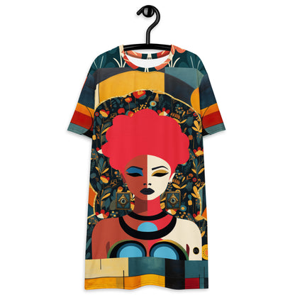 Mixed Girl Cubist Drawing T-shirt dress