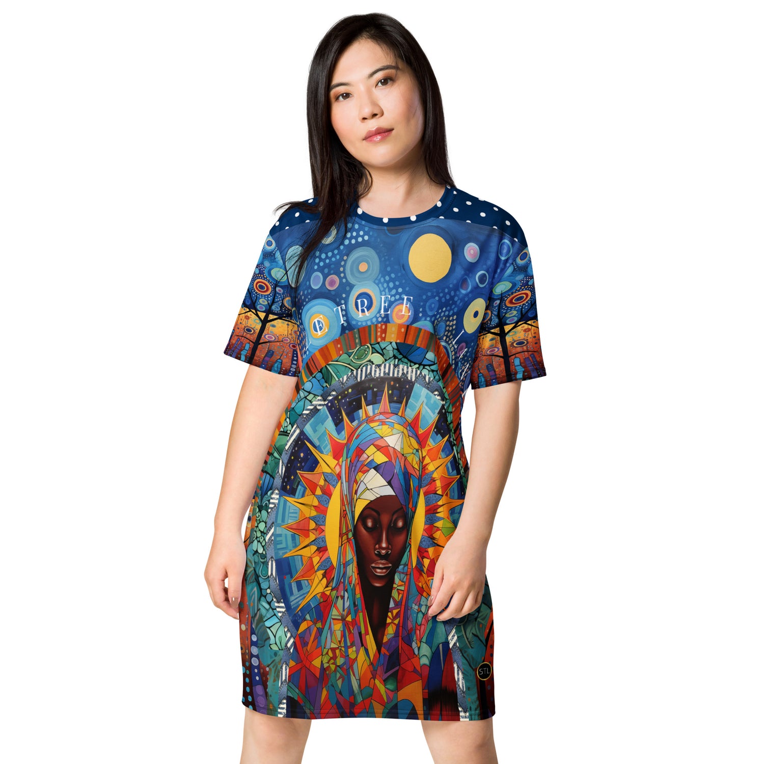 Blessed Woman in Halo T-shirt Dress