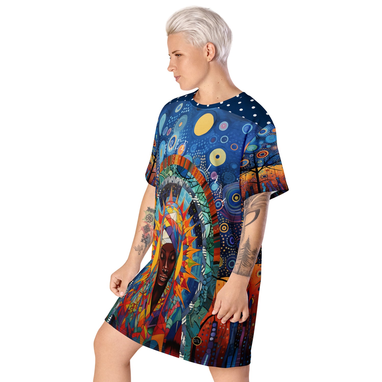 Blessed Woman in Halo T-shirt Dress